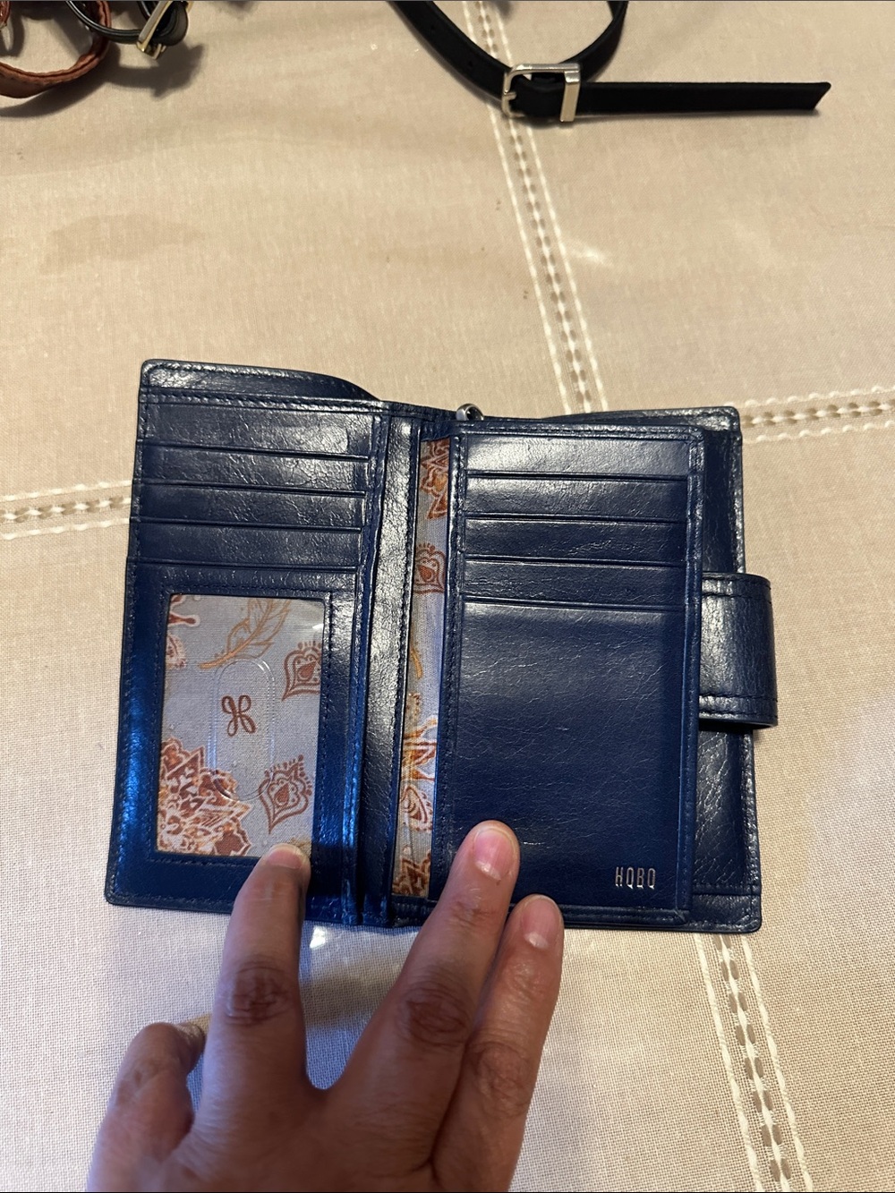 HOBO Navy Leather Wallet with Snap Closure - Picture 3 of 5